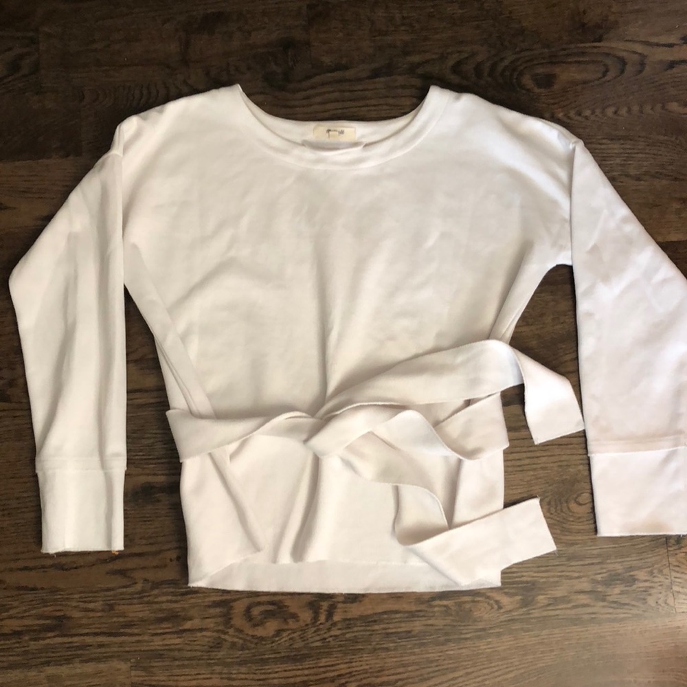Madewell cream top with tie waist